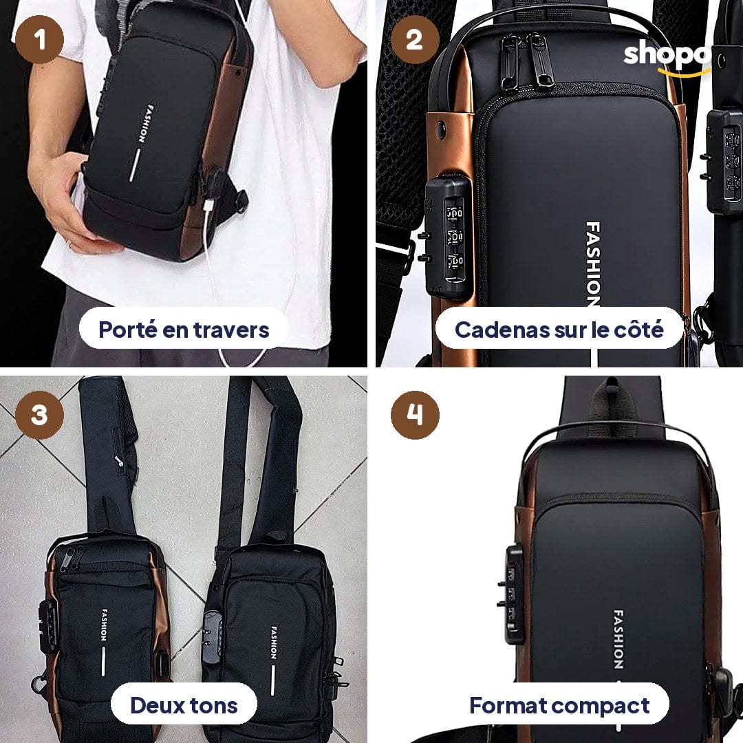 Sac bandoulière homme avec cadenas à code, photo 3