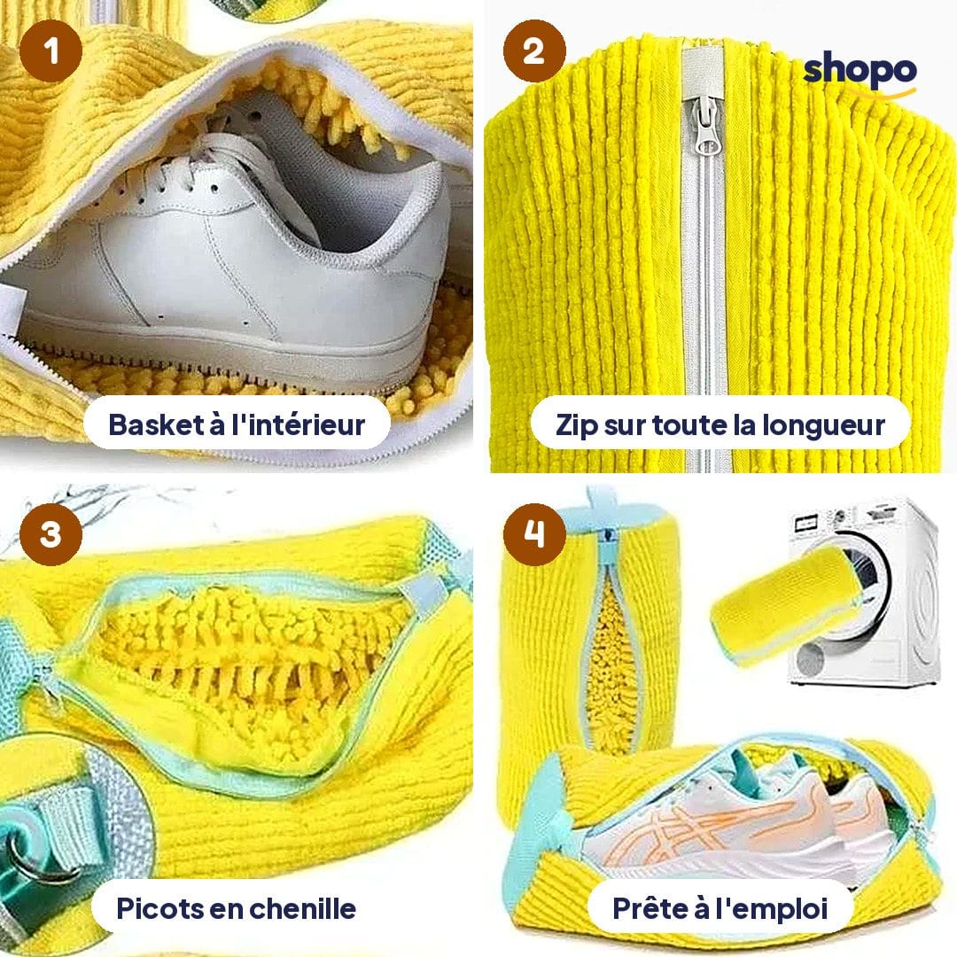 Housse de lavage pour baskets en chenille zippée, photo 3
