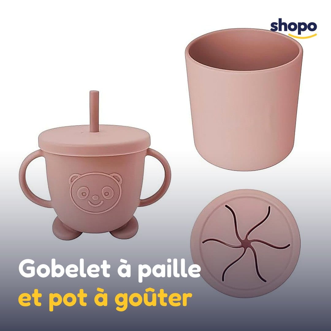 Set repas bébé en silicone, 9 pièces (rose), photo 4