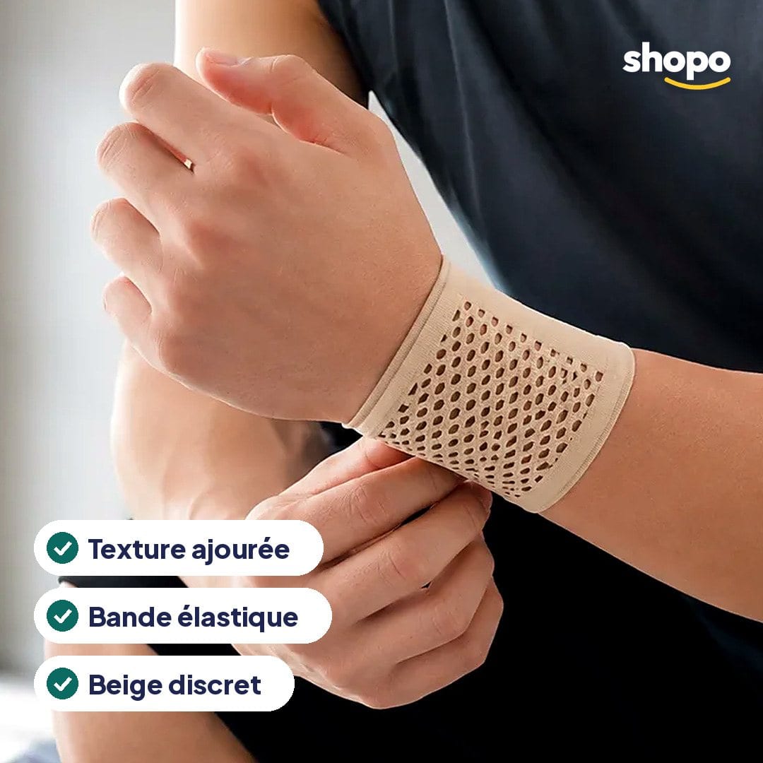 Support de poignet élastique ajouré, beige, photo 2