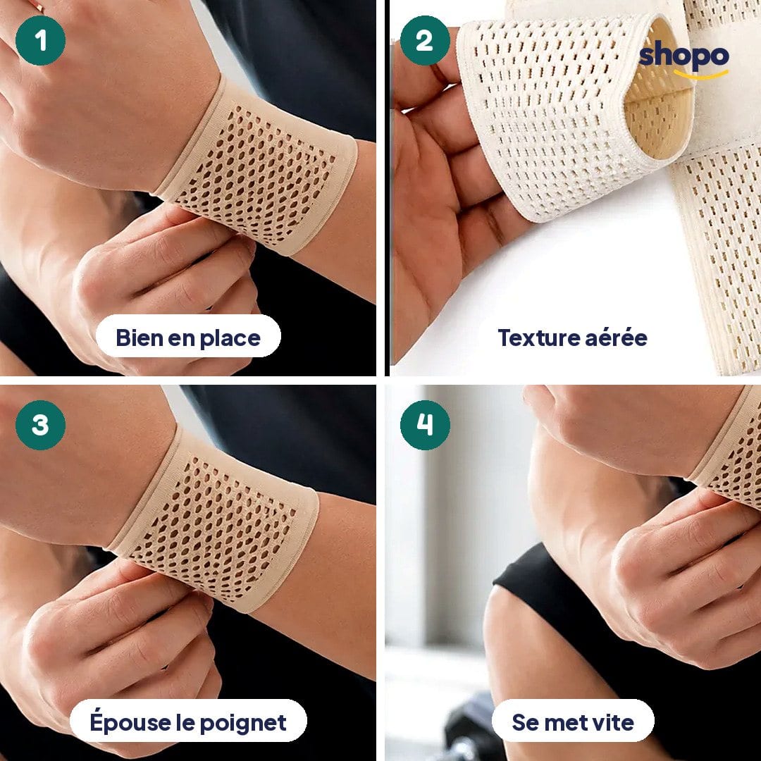 Support de poignet élastique ajouré, beige, photo 3
