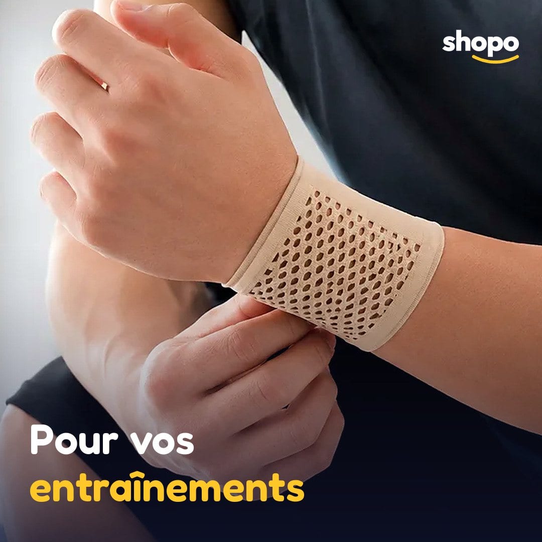 Support de poignet élastique ajouré, beige, photo 5