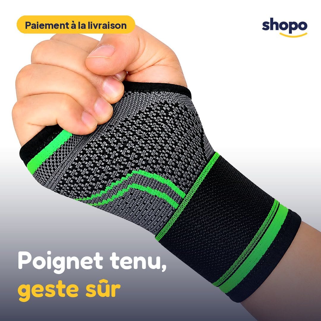 Support de poignet vert et noir à scratch, photo 1