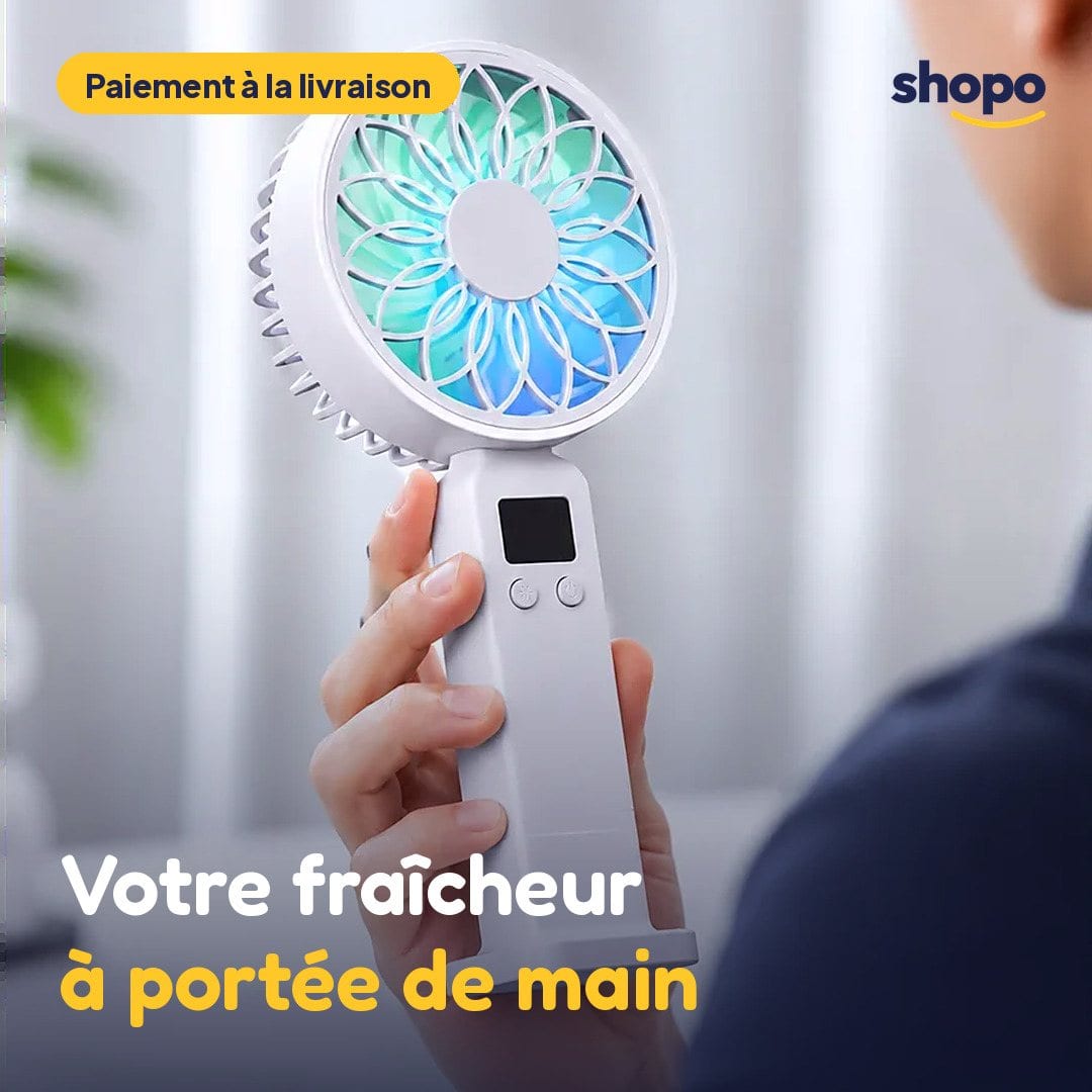 Ventilateur à main rechargeable avec écran digital, photo 1