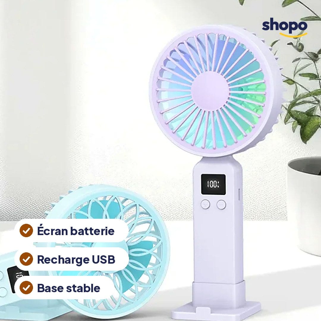 Ventilateur à main rechargeable avec écran digital, photo 2
