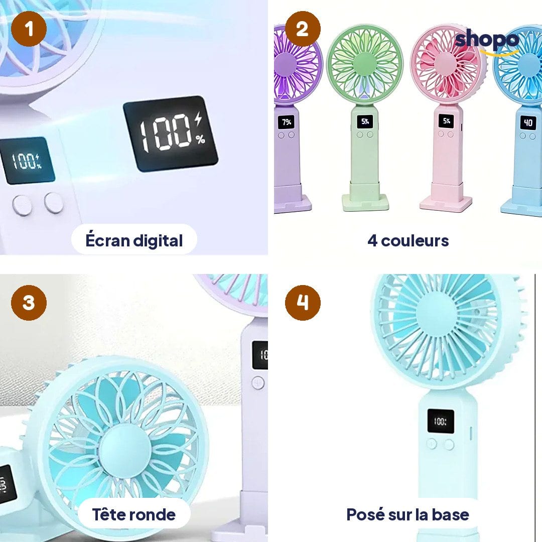 Ventilateur à main rechargeable avec écran digital, photo 3