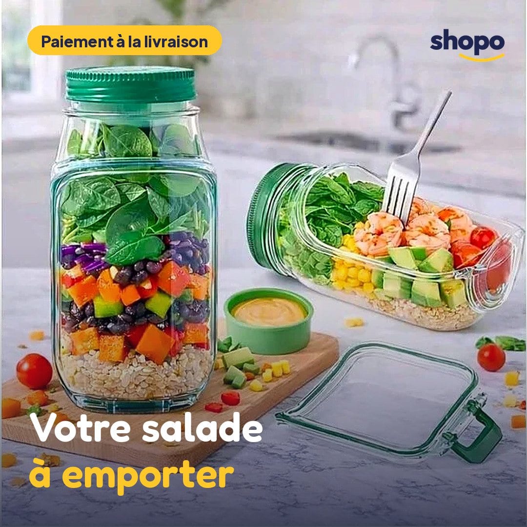 Bocal à salade portable avec compartiment à sauce, photo 1