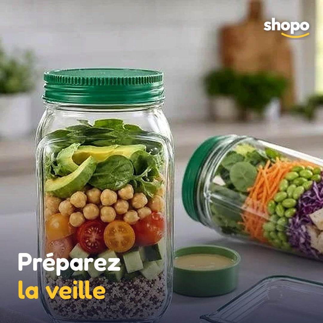 Bocal à salade portable avec compartiment à sauce, photo 4