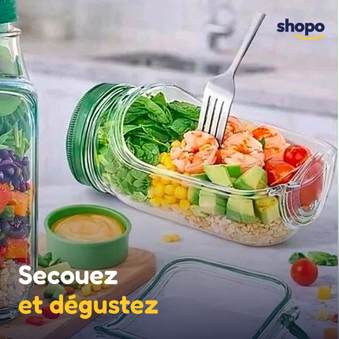 Bocal à salade portable avec compartiment à sauce, photo 5