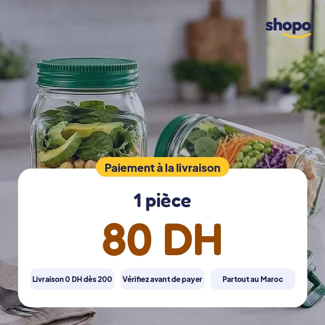 Bocal à salade portable avec compartiment à sauce, photo 6