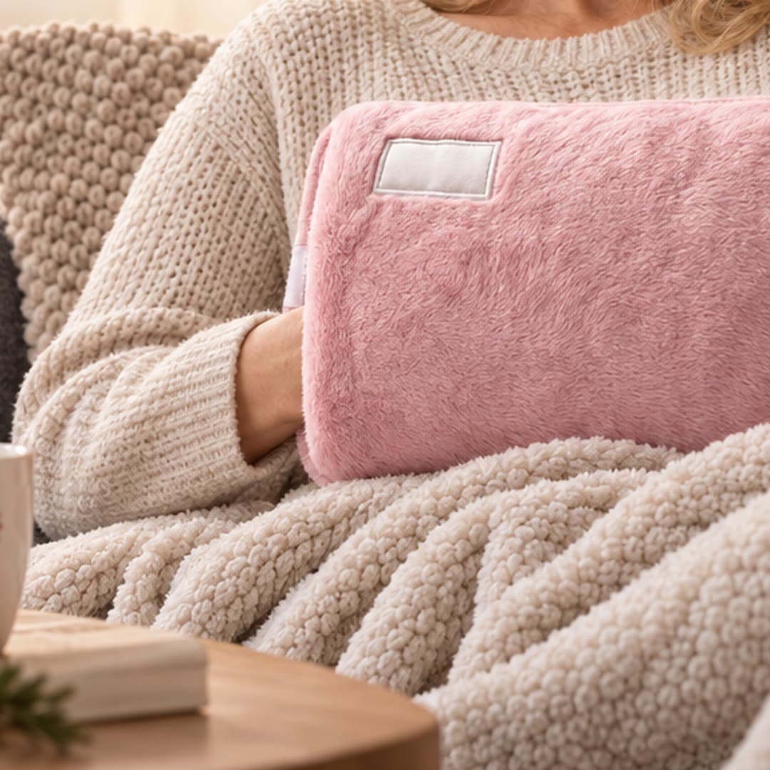 Bouillotte électrique en peluche avec poche pour les mains