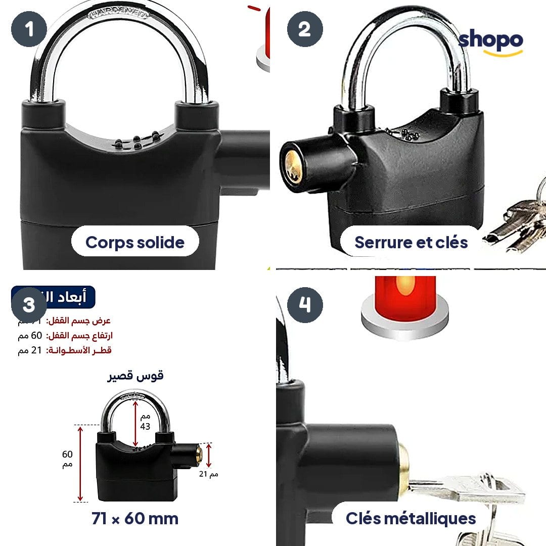 Cadenas antivol avec alarme sonore, photo 3