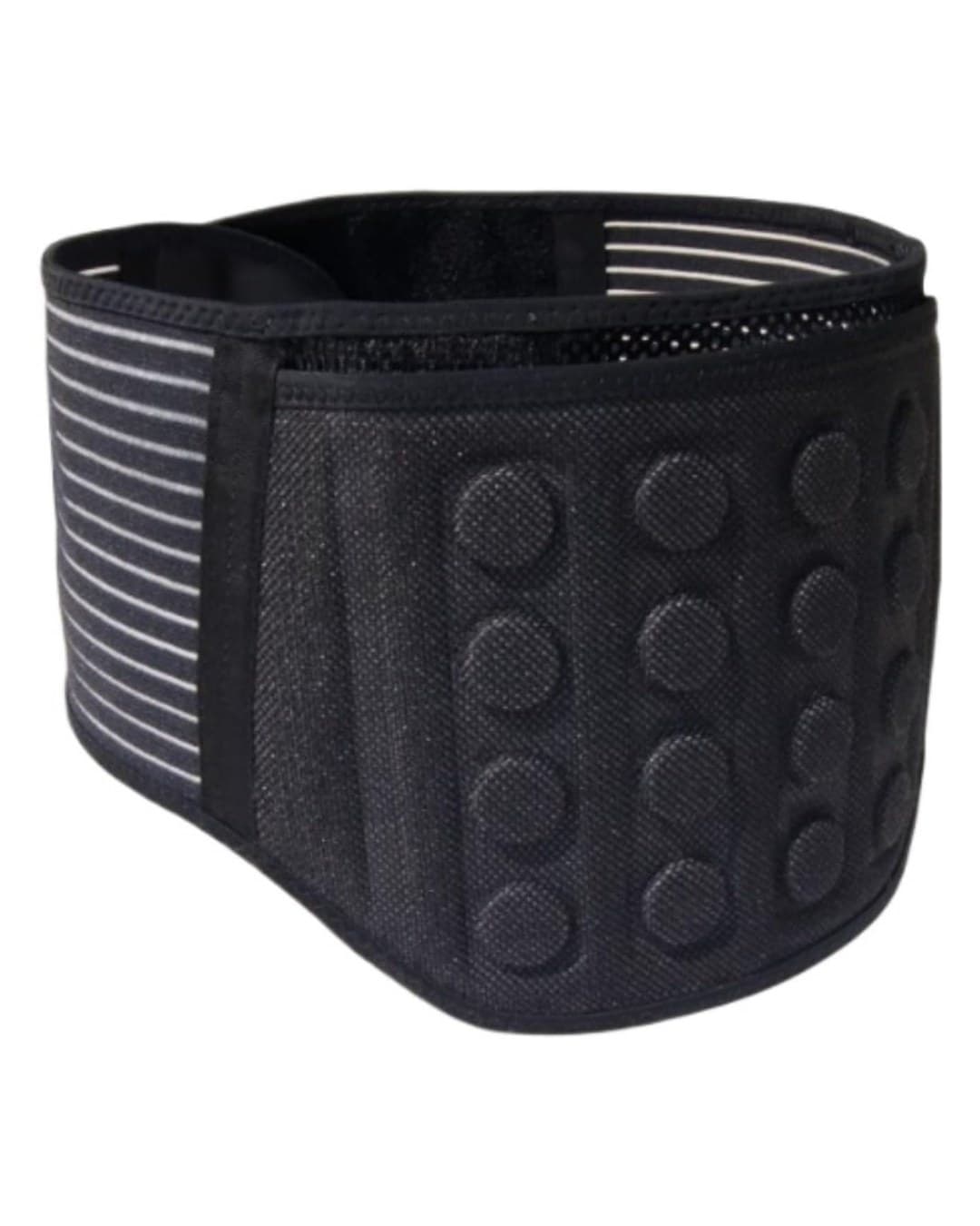 La ceinture lombaire noire avec ses côtés élastiques