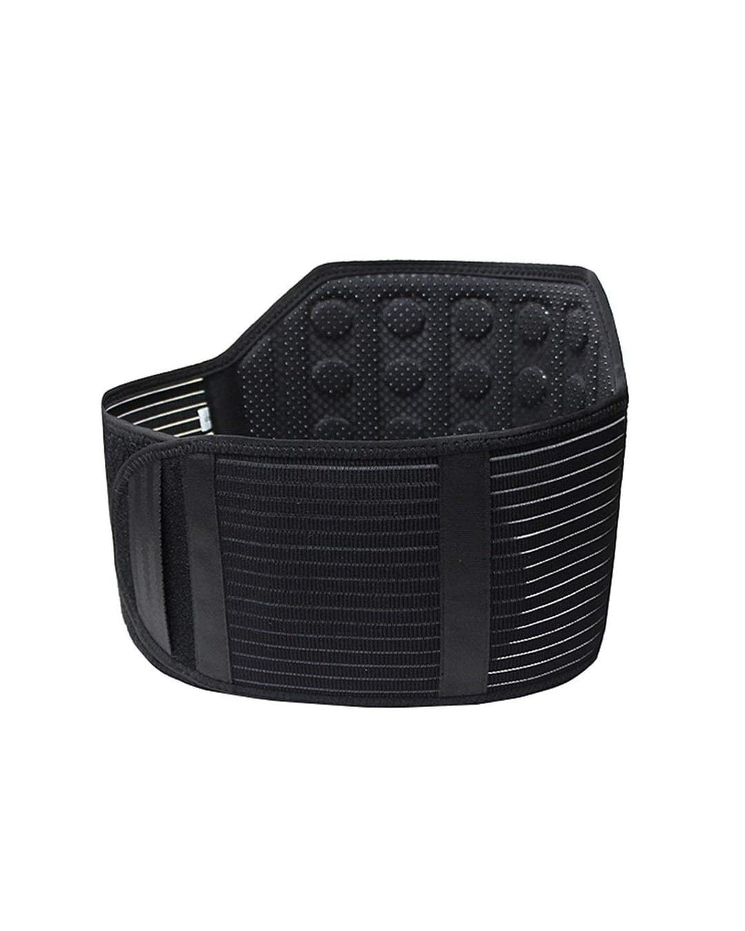 La ceinture lombaire noire refermée, vue de trois quarts