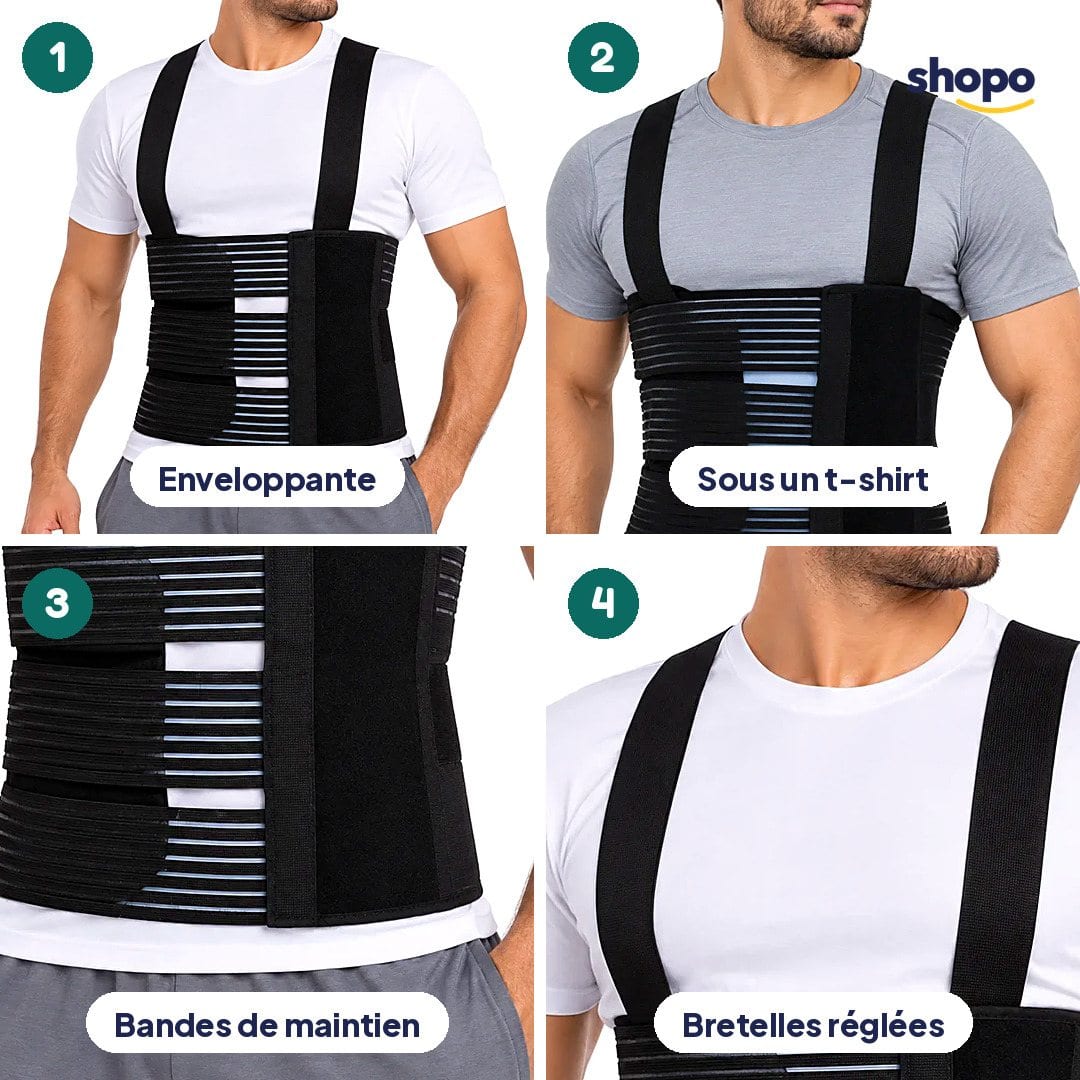 Ceinture de maintien taille avec bretelles, noire, photo 3