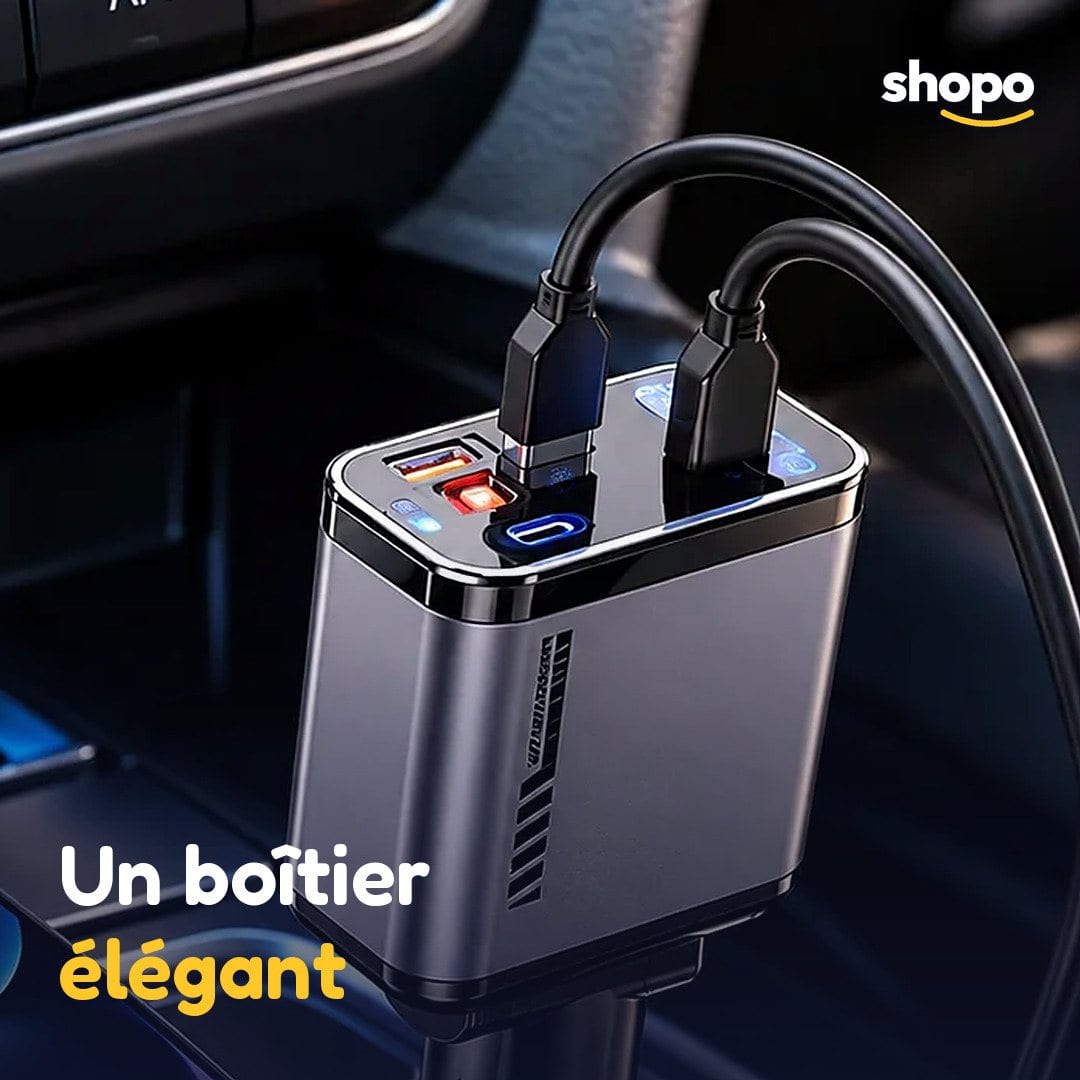 Chargeur voiture à deux câbles intégrés, photo 4