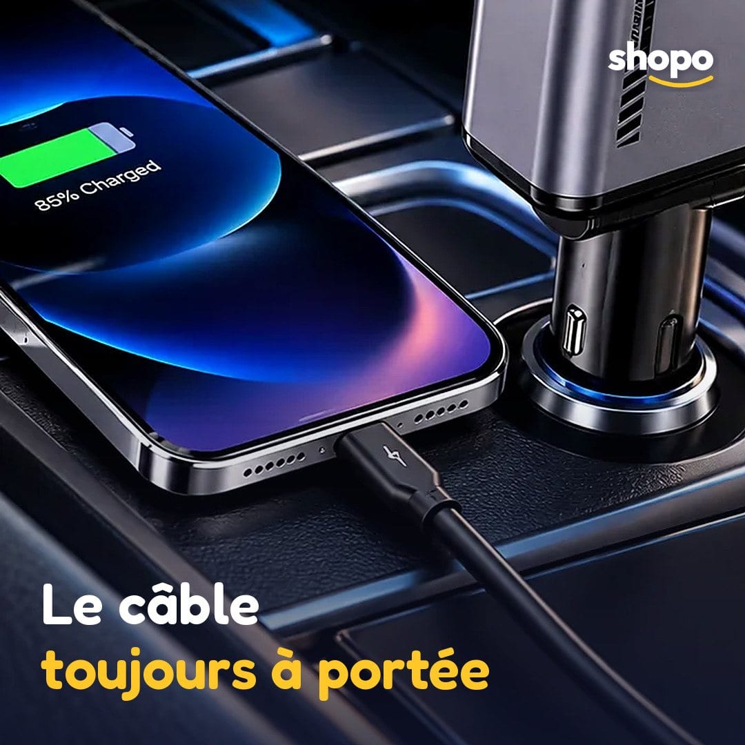 Chargeur voiture à deux câbles intégrés, photo 5