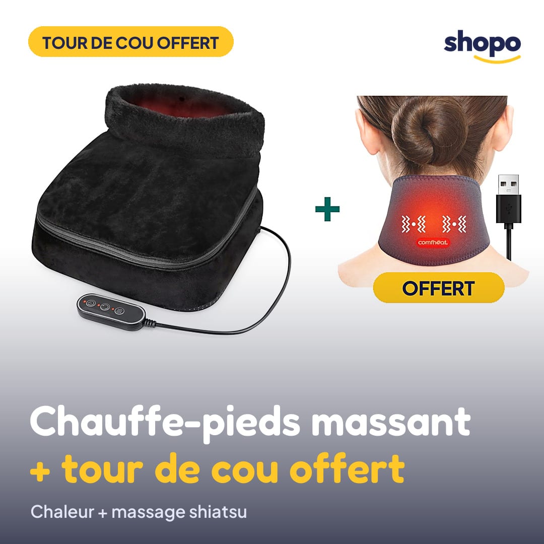 Chauffe-pieds électrique massant + tour de cou offert, photo 1