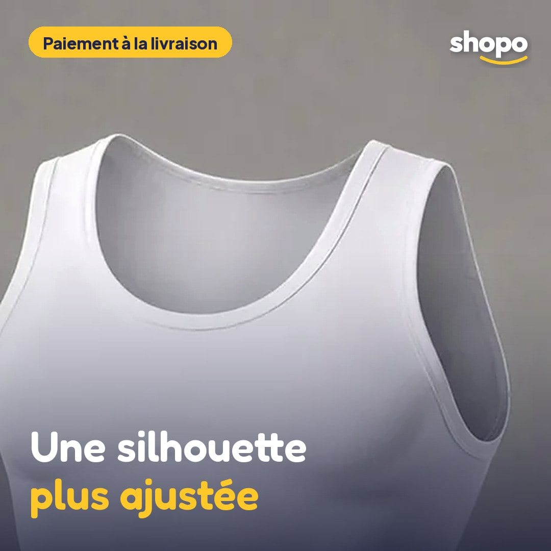 Débardeur gainant homme blanc sans manches, photo 1