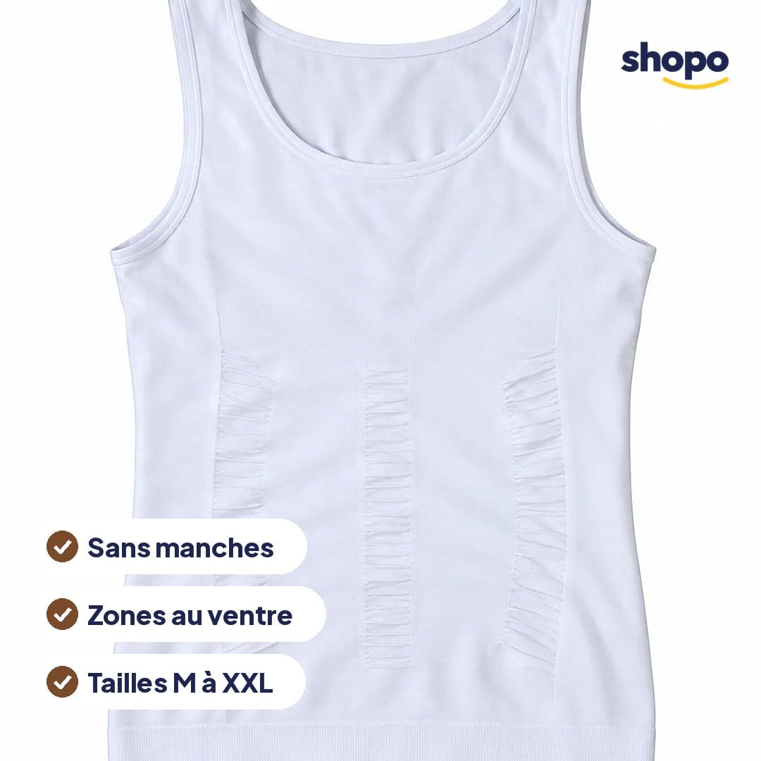 Débardeur gainant homme blanc sans manches, photo 2