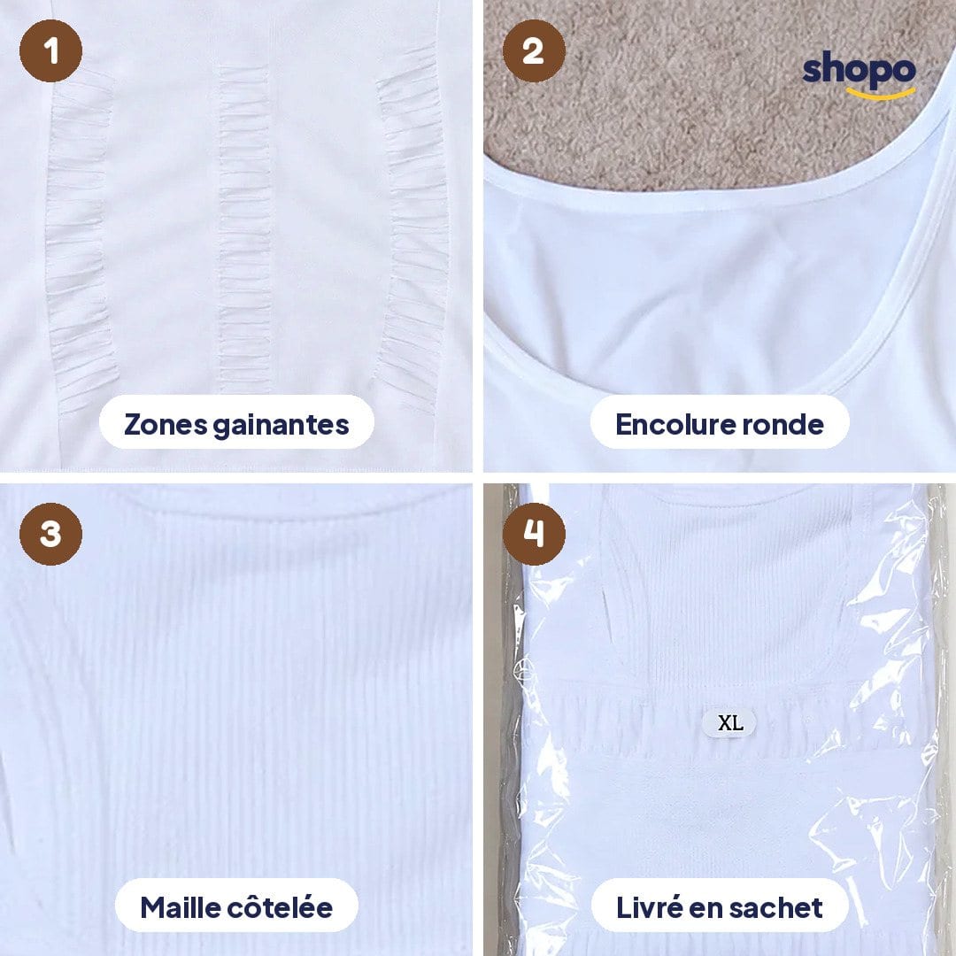 Débardeur gainant homme blanc sans manches, photo 3