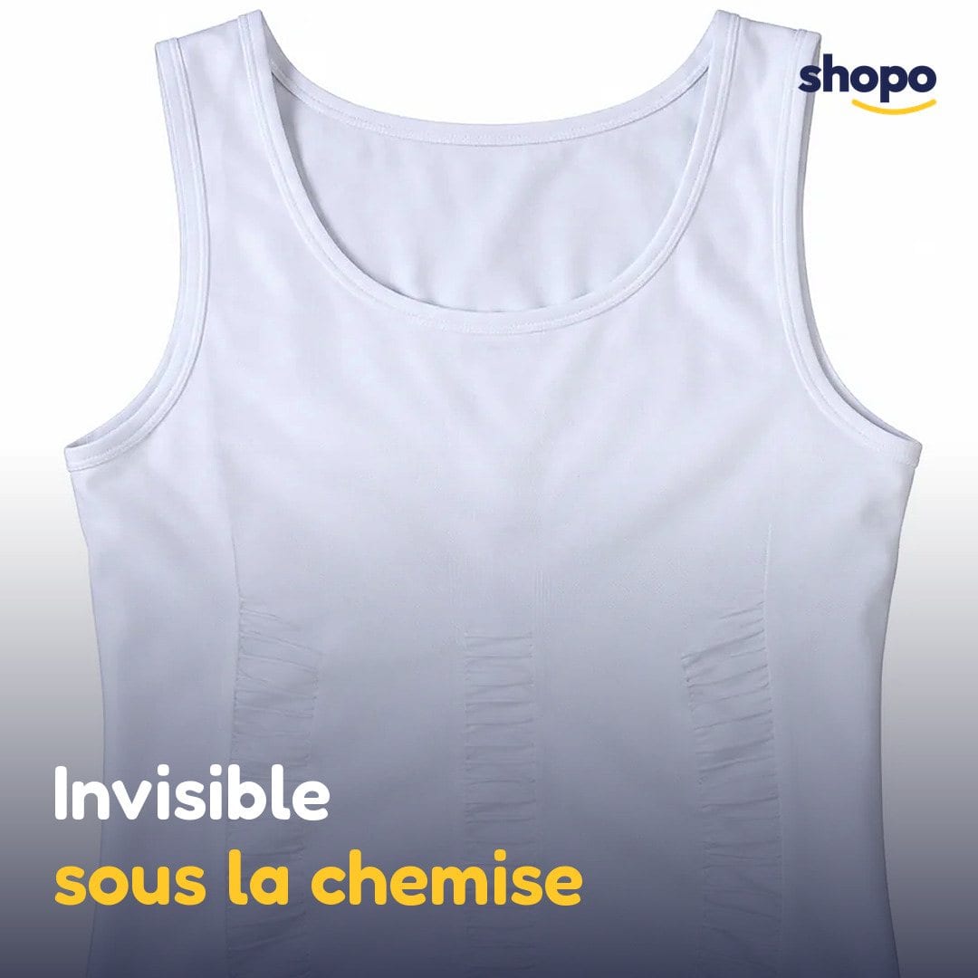 Débardeur gainant homme blanc sans manches, photo 5