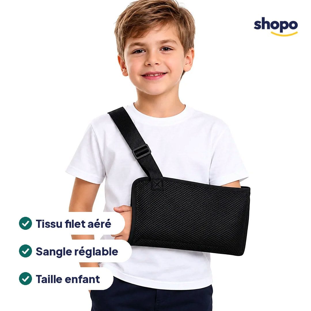 Écharpe de bras enfant noire en filet, sangle réglable, photo 2
