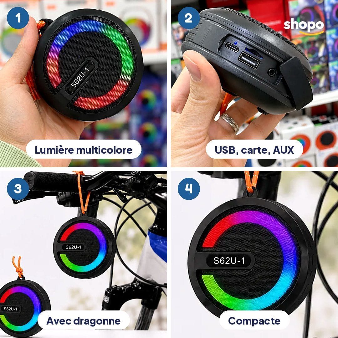 Enceinte Bluetooth RGB portable S62U-1, photo 3