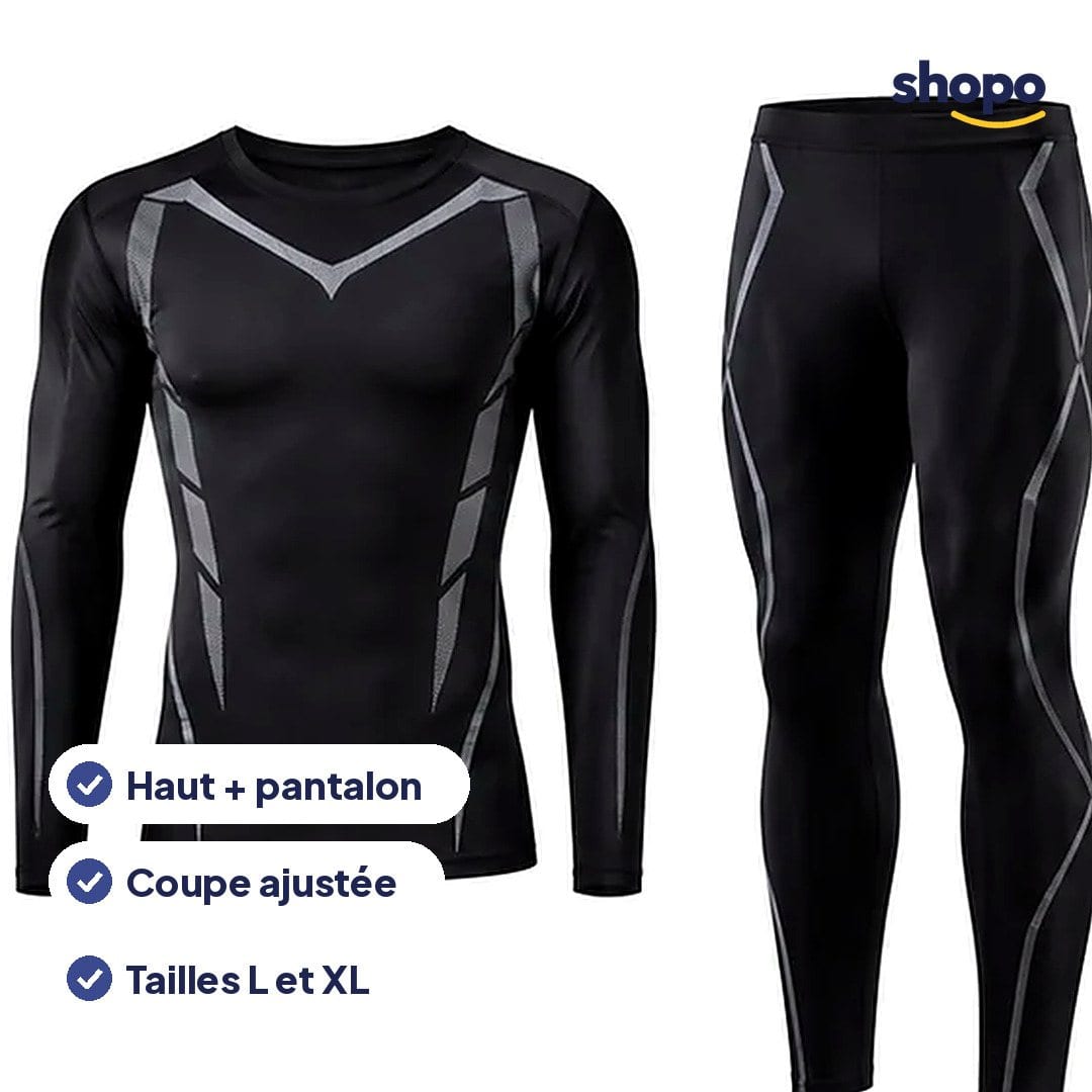 Ensemble de sport homme noir, haut et pantalon, photo 2