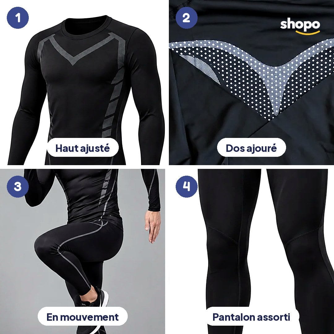 Ensemble de sport homme noir, haut et pantalon, photo 3
