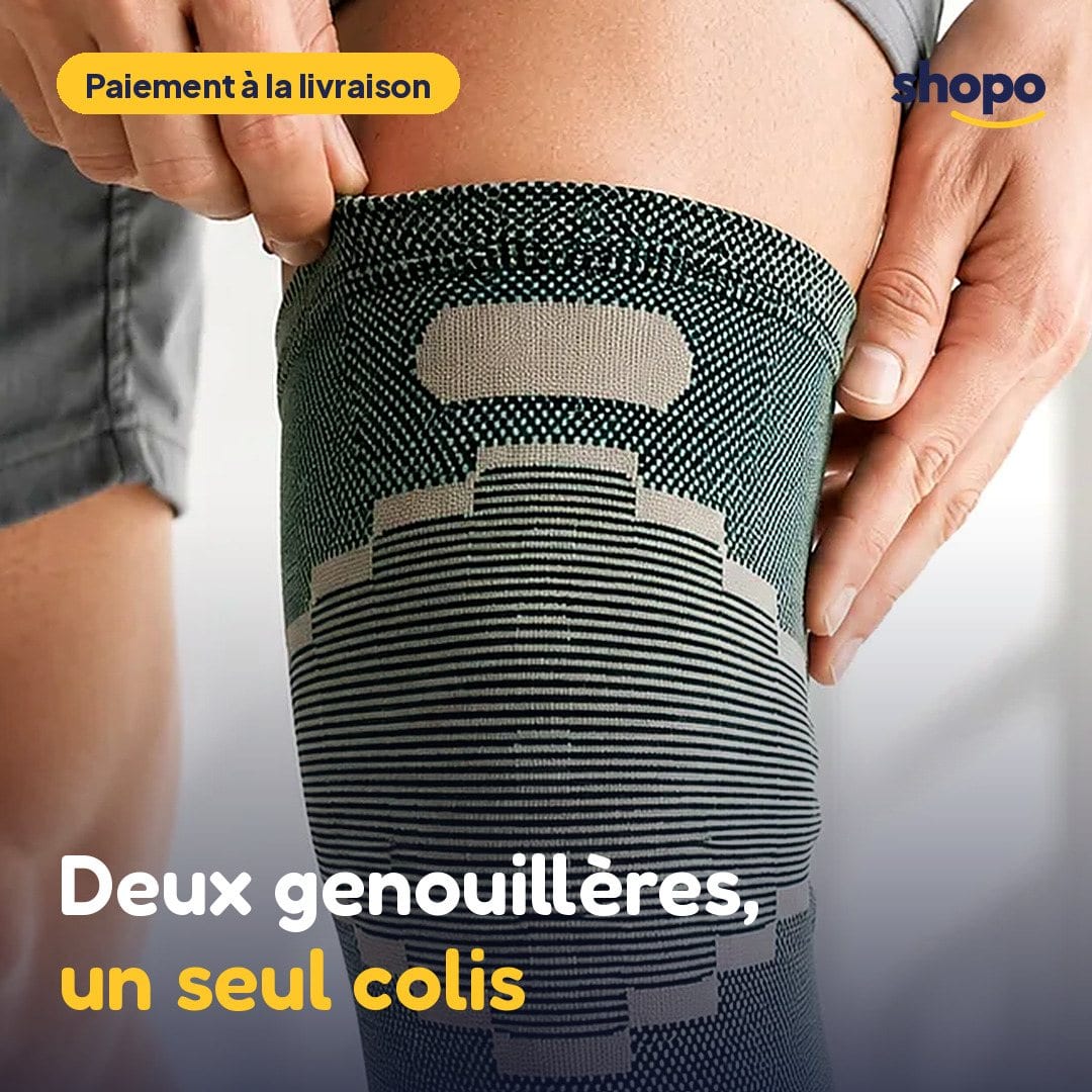 Lot de 2 genouillères élastiques vertes et grises, photo 1