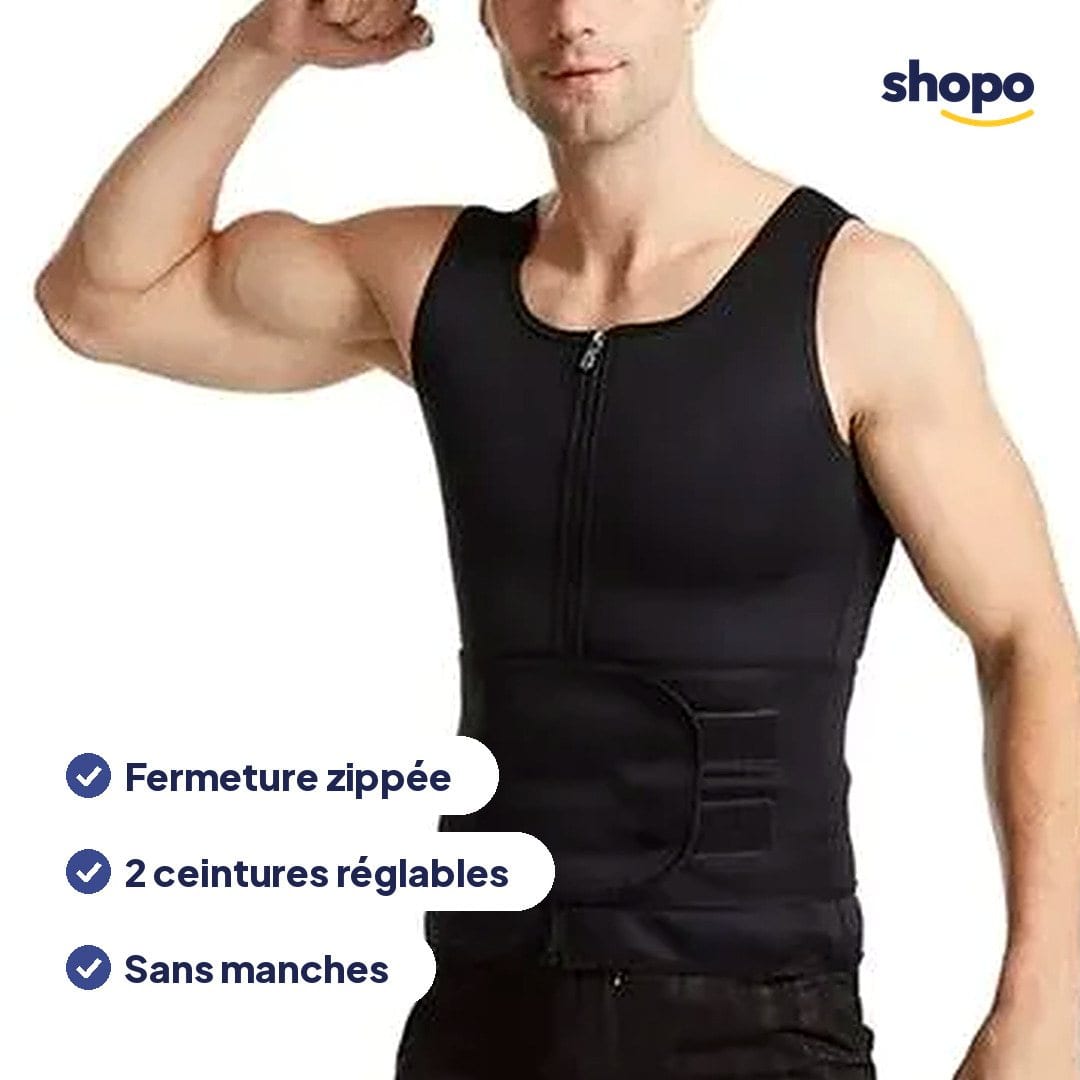 Gilet zippé noir avec 2 ceintures réglables, photo 2