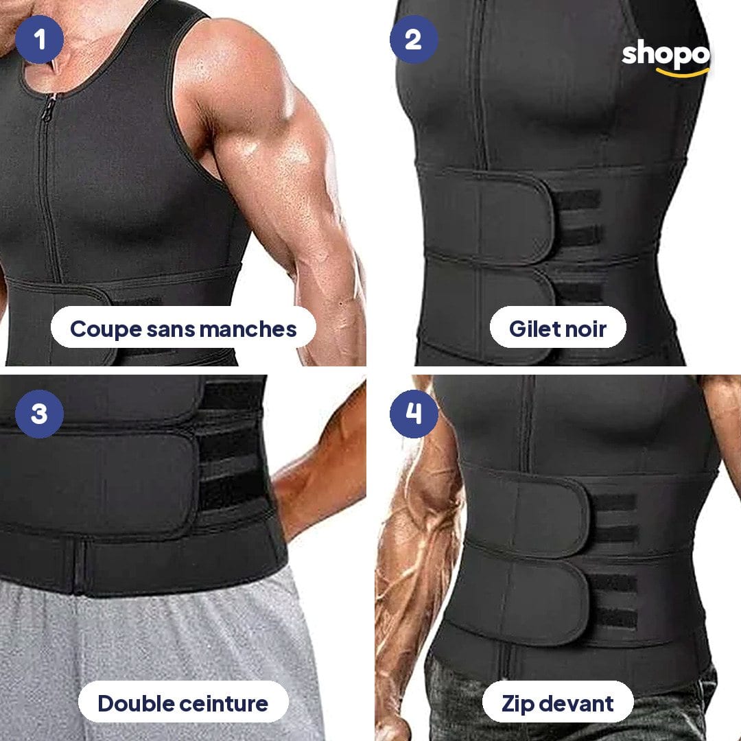 Gilet zippé noir avec 2 ceintures réglables, photo 3
