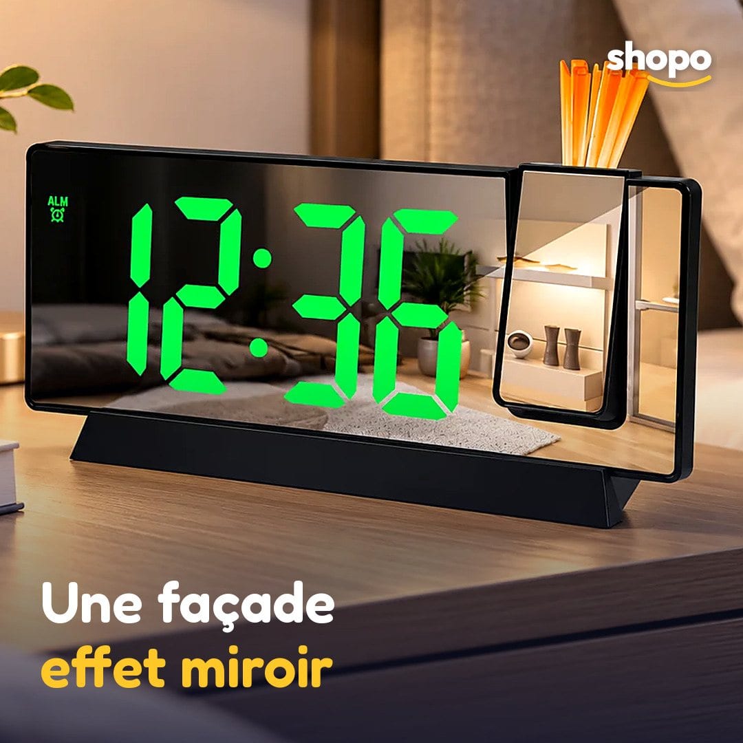 Horloge miroir LED avec projecteur, photo 4