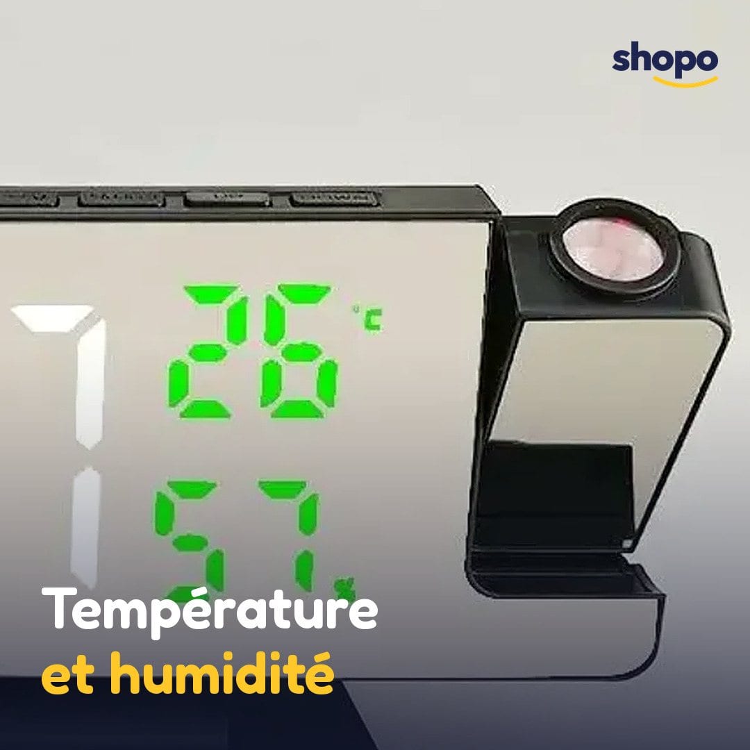 Horloge projecteur miroir, température et humidité, photo 5