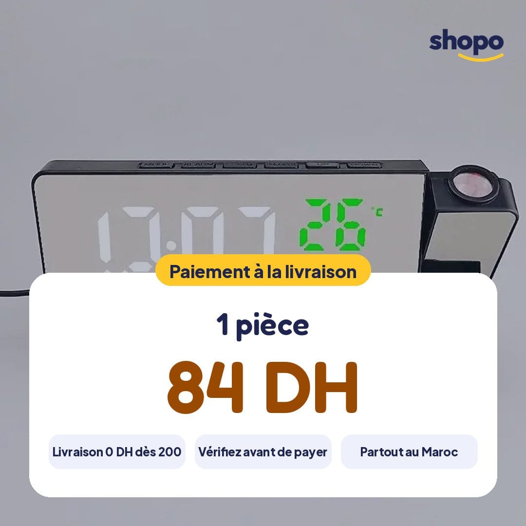 Horloge projecteur miroir, température et humidité, photo 6