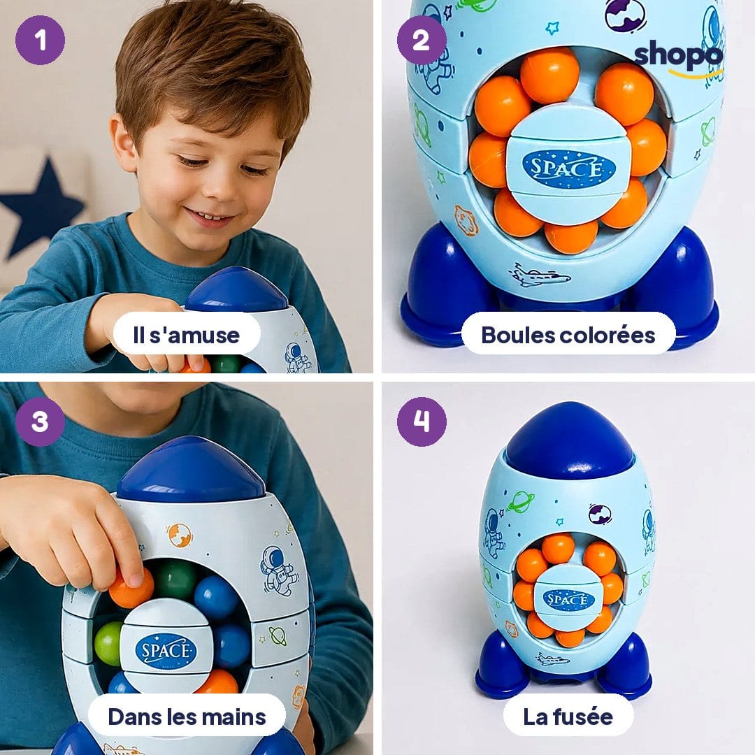 Jeu manuel fusée à boules colorées pour enfant, photo 3