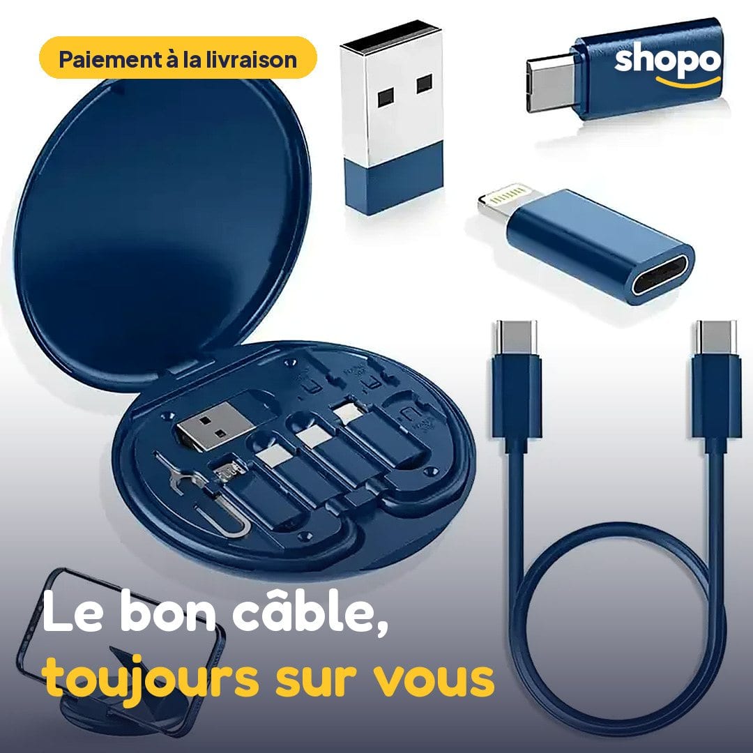 Kit câble data multifonction 60 W avec boîte de rangement, photo 1