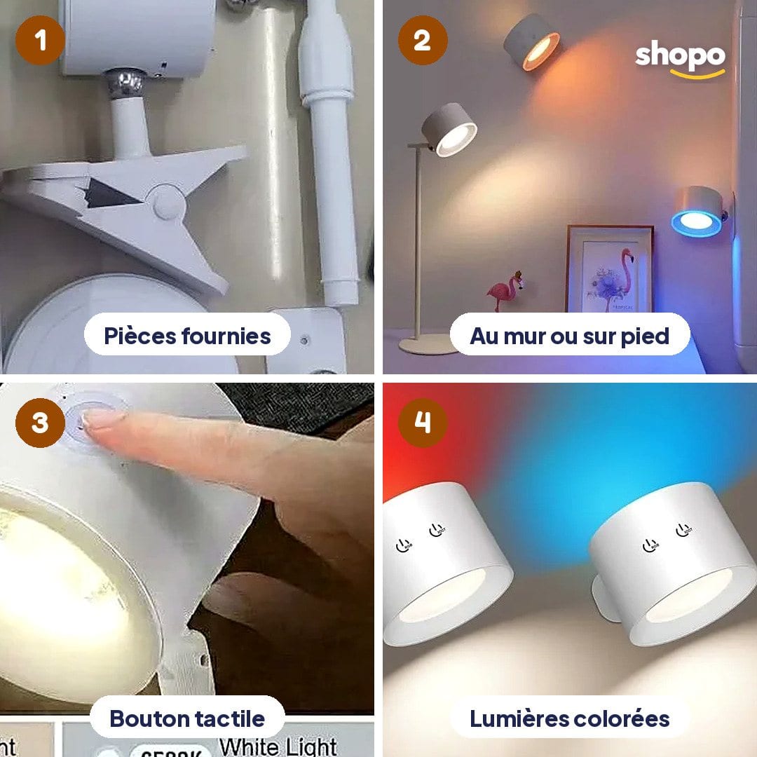 Lampe LED 3 en 1 : bureau, murale ou à pince, photo 3
