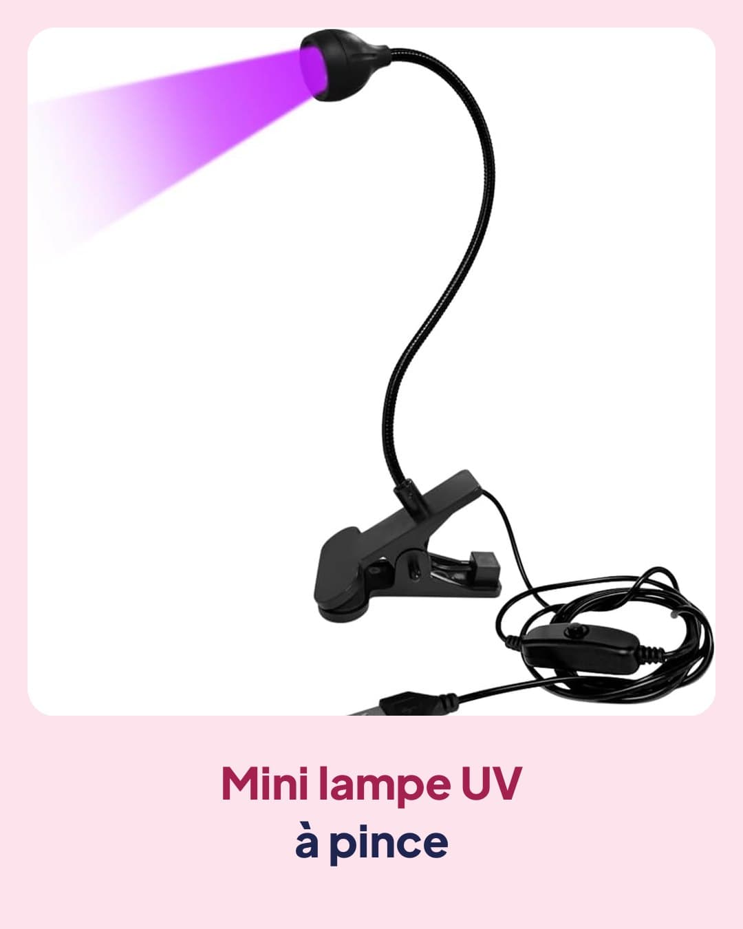 Mini lampe UV à pince noire