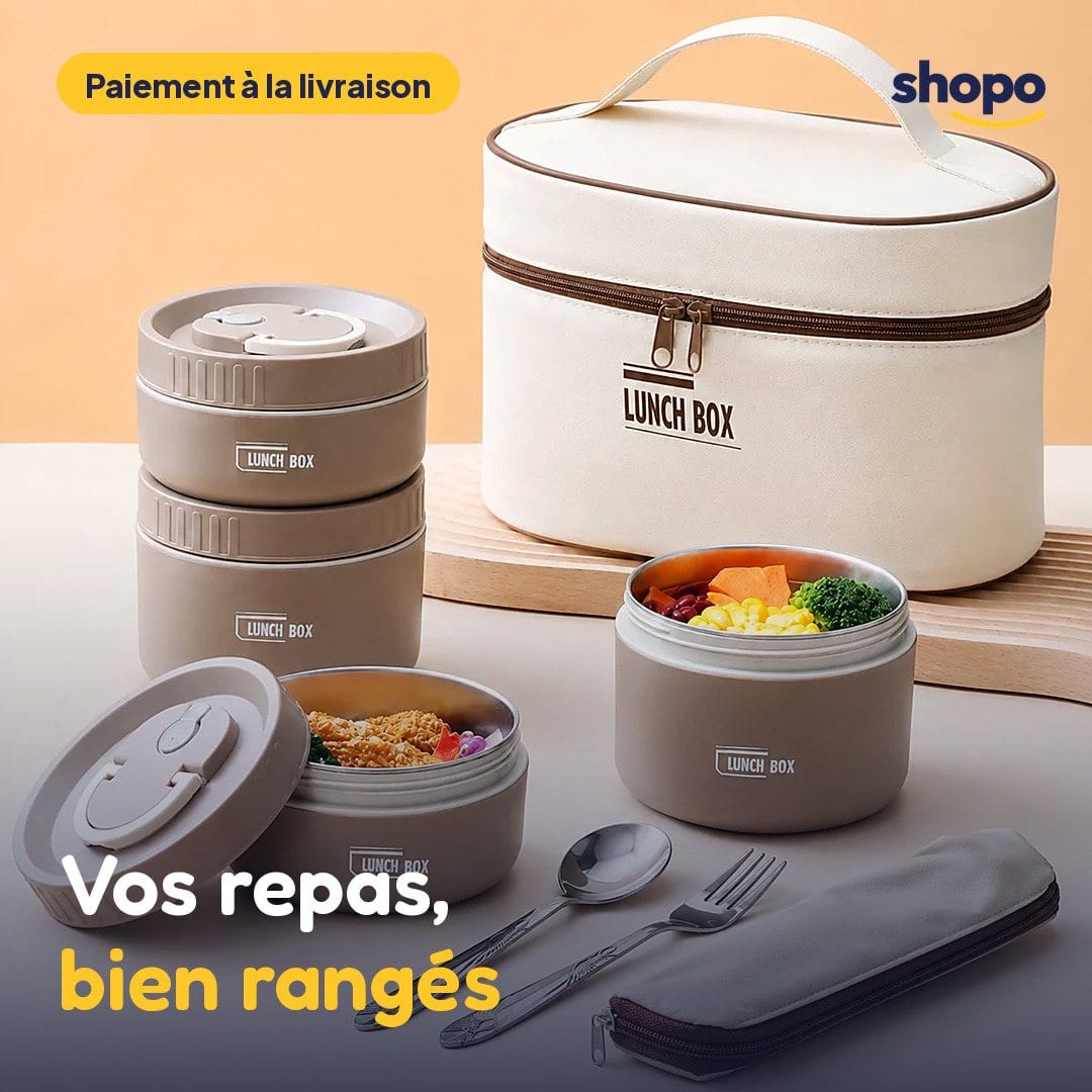 Lunch box 4 boîtes avec sac et couverts, photo 1