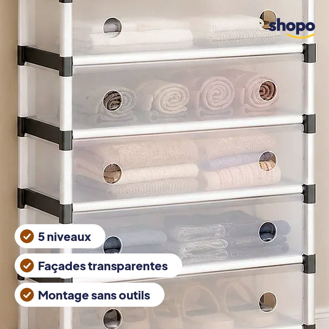 Meuble de rangement 5 niveaux pour chaussures et vêtements, photo 2
