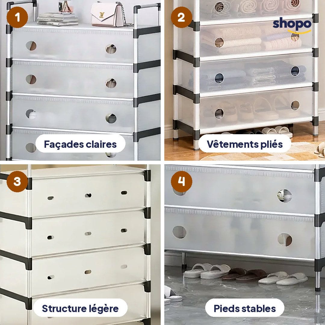 Meuble de rangement 5 niveaux pour chaussures et vêtements, photo 3