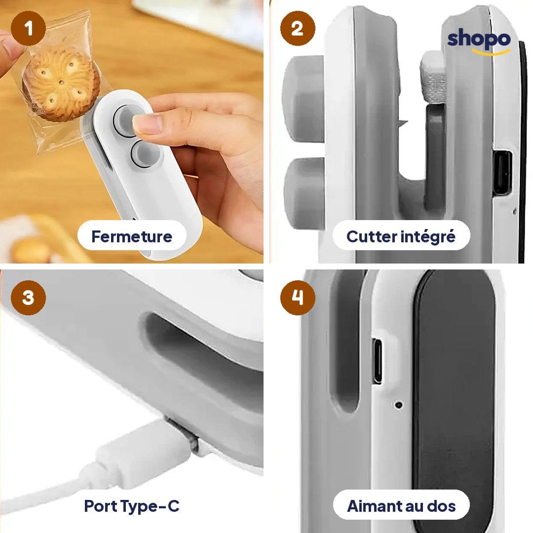 Mini soudeuse de sachets 2 en 1, rechargeable, photo 3