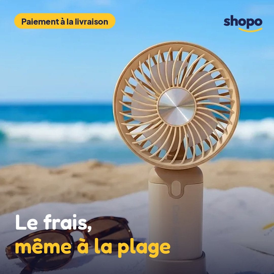 Mini ventilateur à main rechargeable, 3 vitesses, photo 1