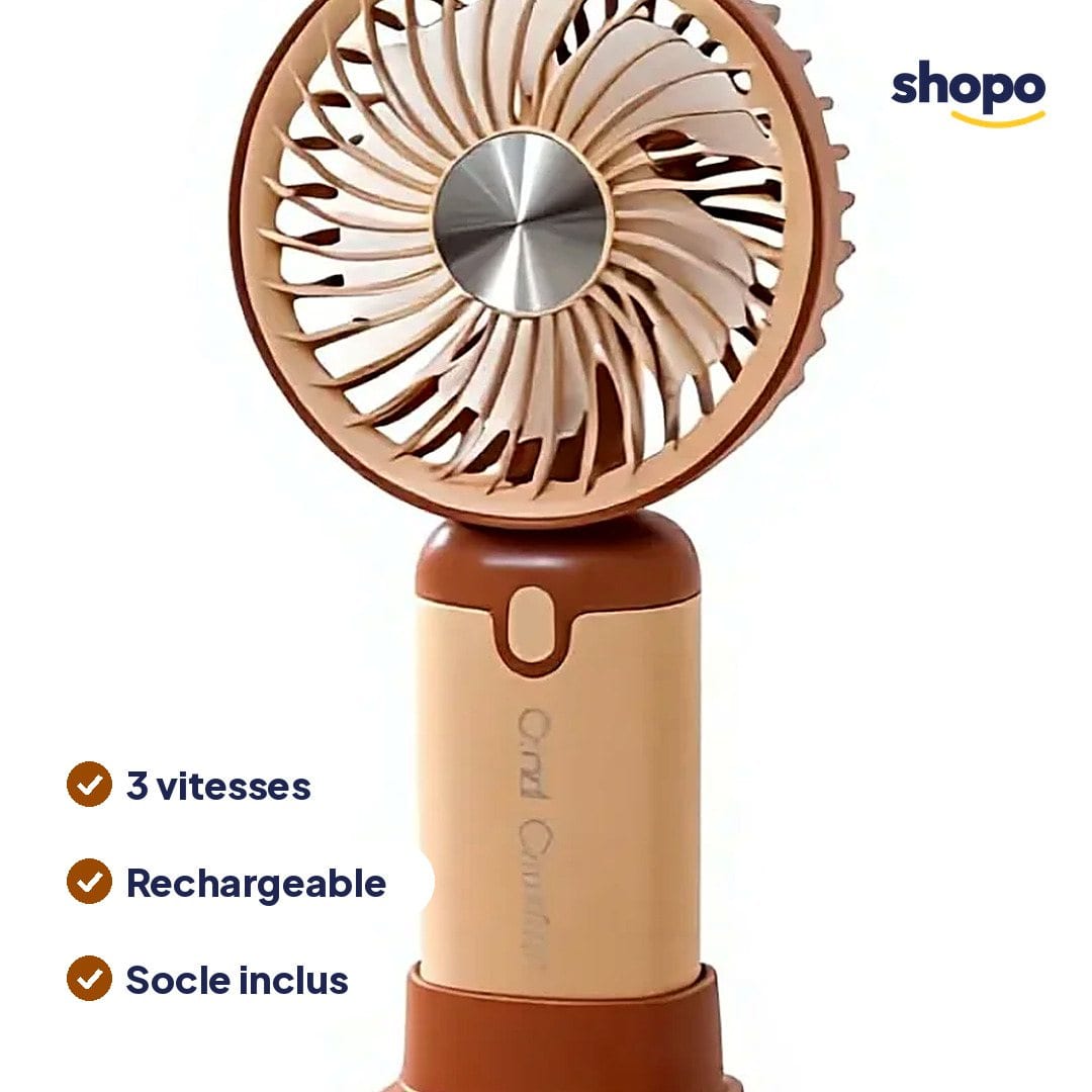 Mini ventilateur à main rechargeable, 3 vitesses, photo 2