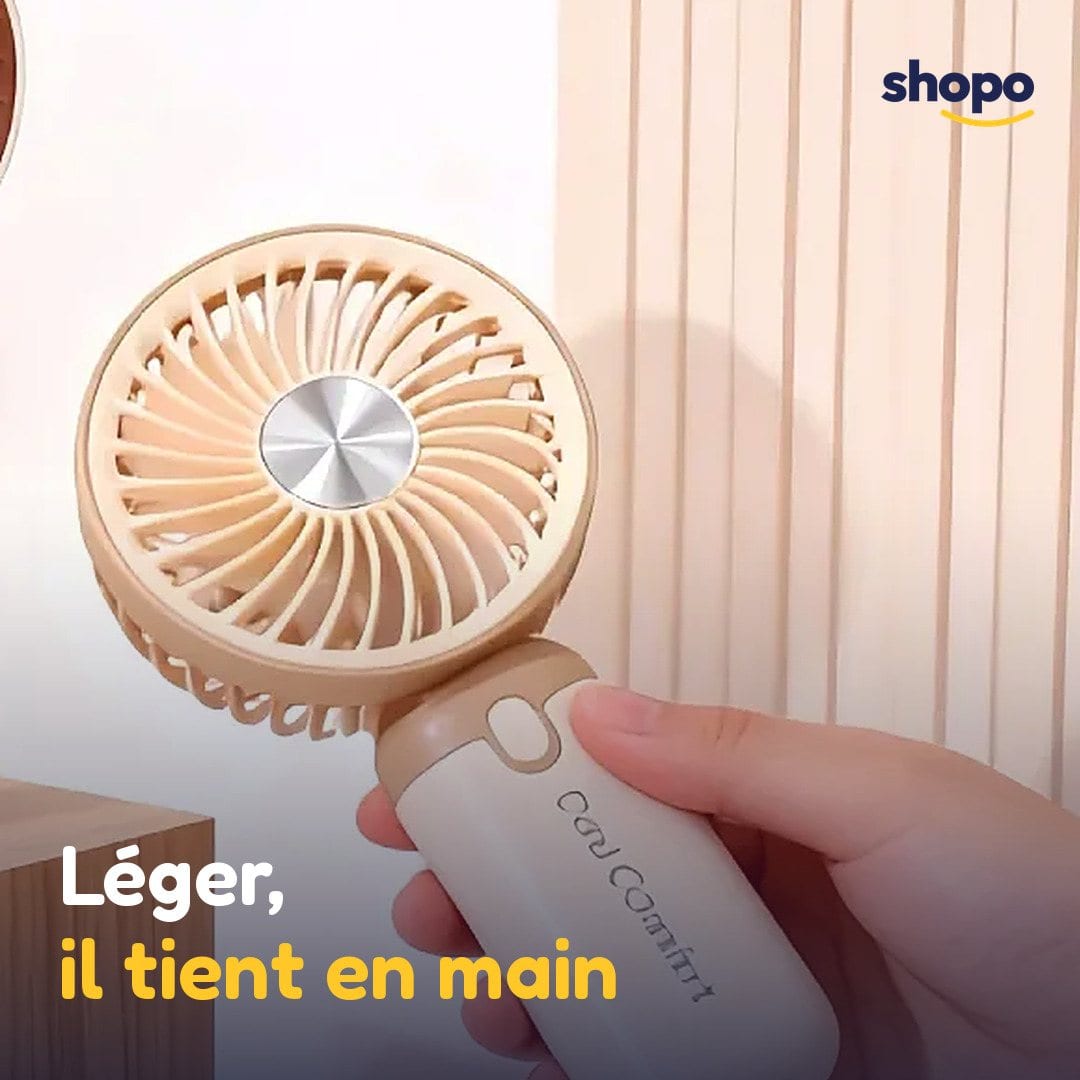 Mini ventilateur à main rechargeable, 3 vitesses, photo 5