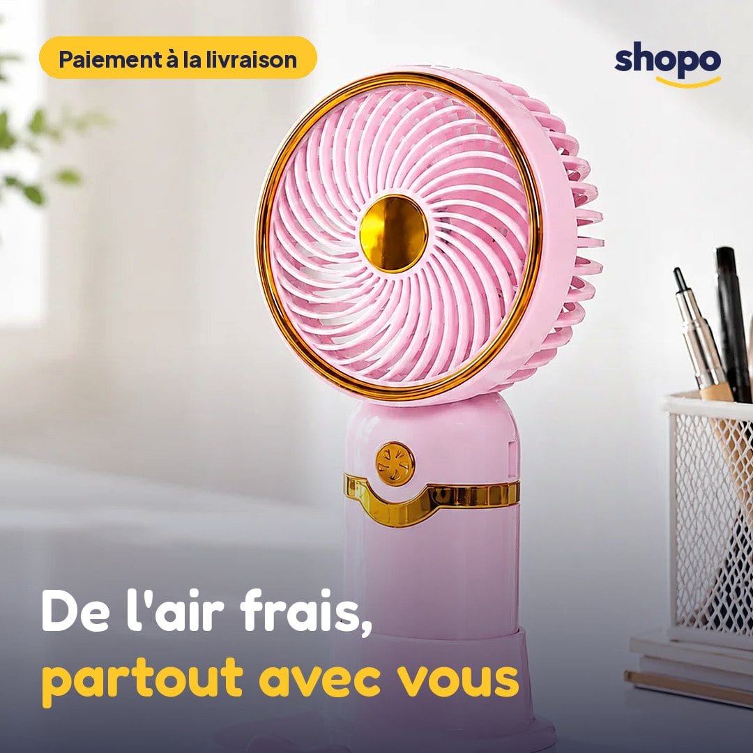 Mini ventilateur portable rechargeable, 3 vitesses, photo 1