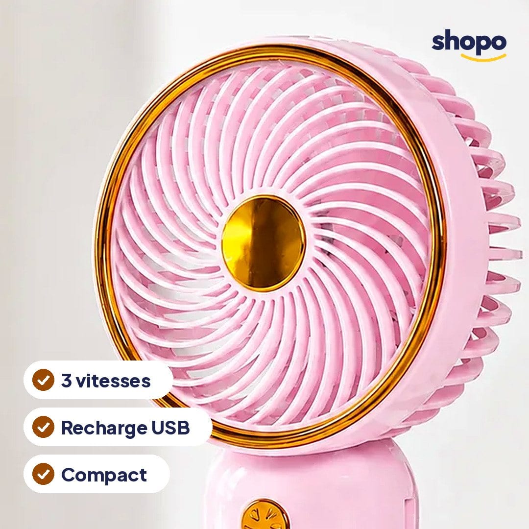 Mini ventilateur portable rechargeable, 3 vitesses, photo 2