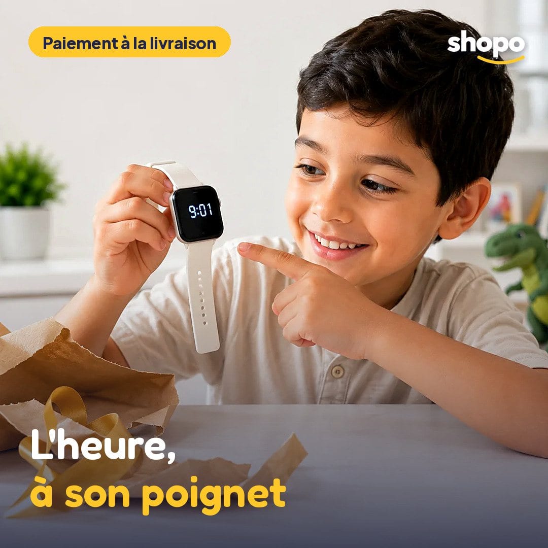 Montre digitale pour enfant, affichage LED, photo 1